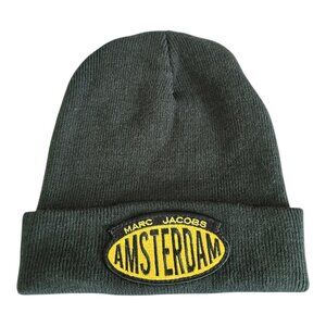 Marc Jacobs Amsterdam Cuffed Knit Beanie Winter Hat Black & Gold